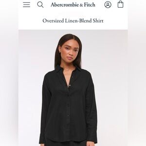 Abercrombie & Fitch Black Button-Down Linen Shirt